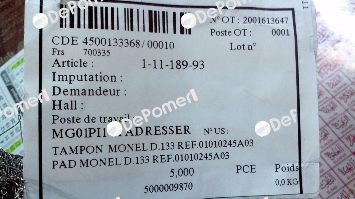 CDE 4500133368/00010 ARTICLE:1-11-189-93 FOR  M 400 L  MATTEI