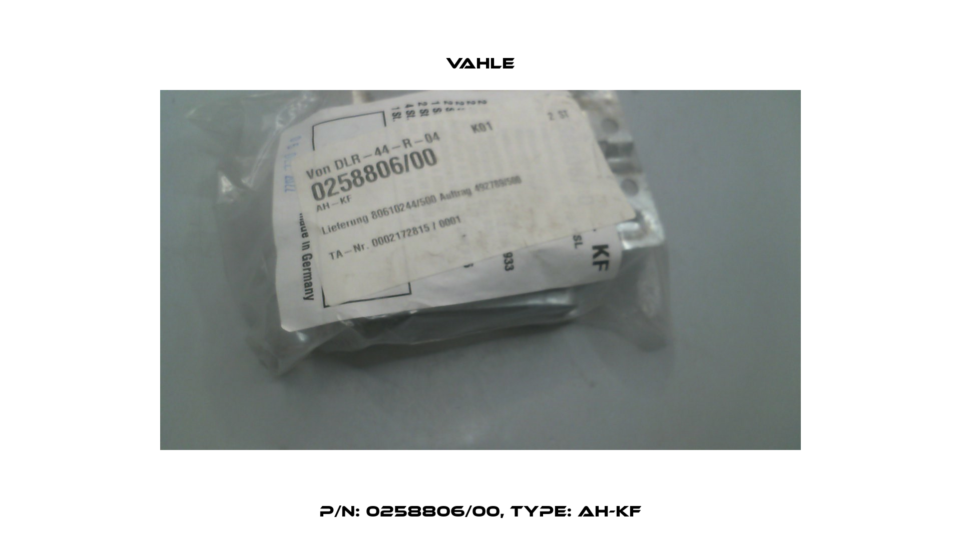 P/n: 0258806/00, Type: AH-KF Vahle